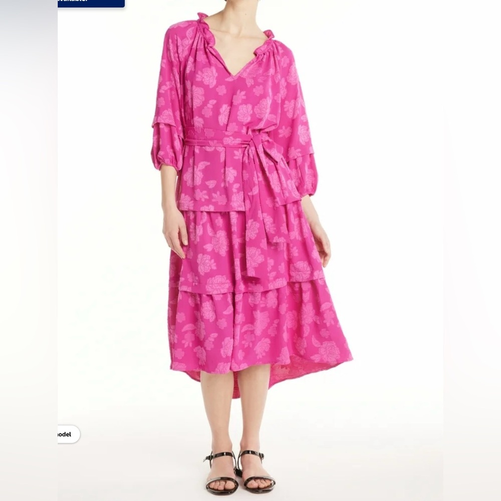 Pioneer Woman hot pink tiered high low dress Small - Picture 1 of 7